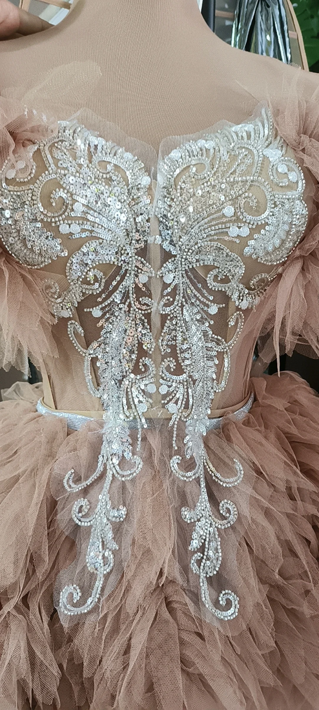 Costume de Spectacle pour Femme, Tenue de Discothèque, à la Mode, Sexy, Sans Bretelles, à Volants, 2 Pièces, Robe Courte