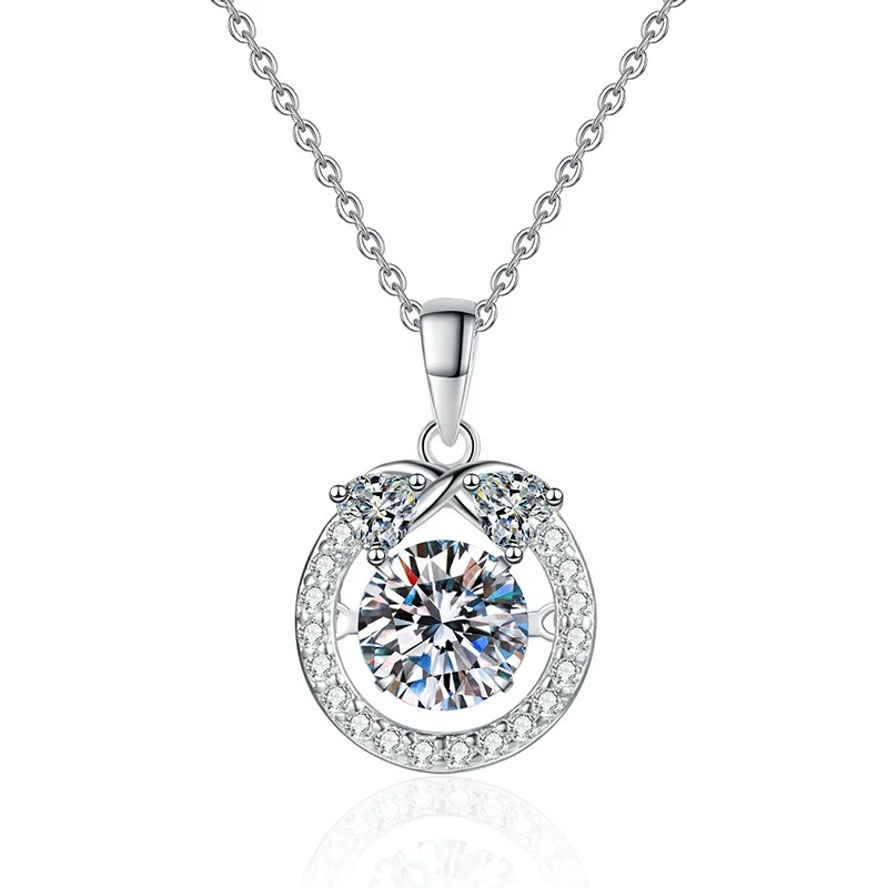 

XL244 Lefei Fashion Luxury Trendy Classic 1ct Moissanite Fine Round Heart Necklace For Charm Women 925 Silver Party Jewelry Gift