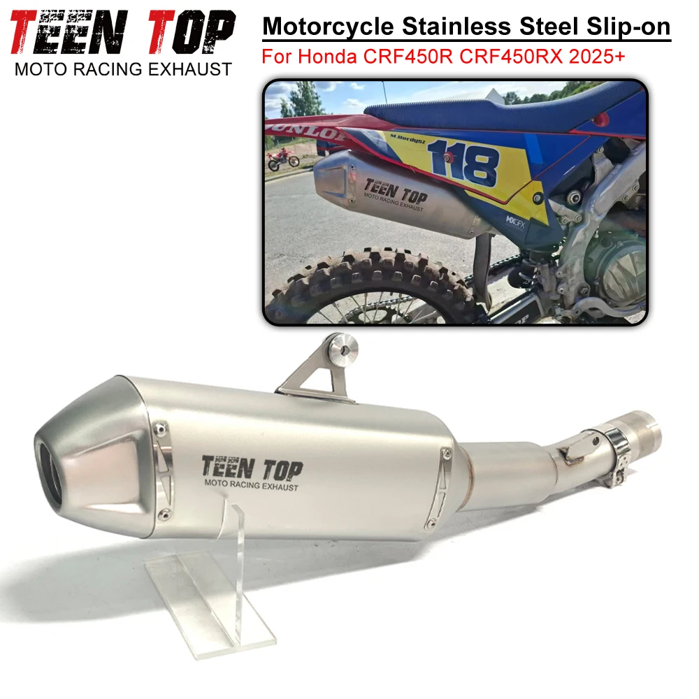 Motorcycle Escape Exhaust Systems For Honda CRF450R CRF450RX Slip-on Exhaust Stainless Steel 49mm CRF450R 2025+ Moto Muffler