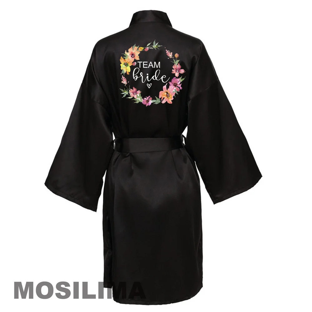 Wedding Party Team Bride Robe Kimono Satin Pajamas Bridesmaid Bathrobe SP071