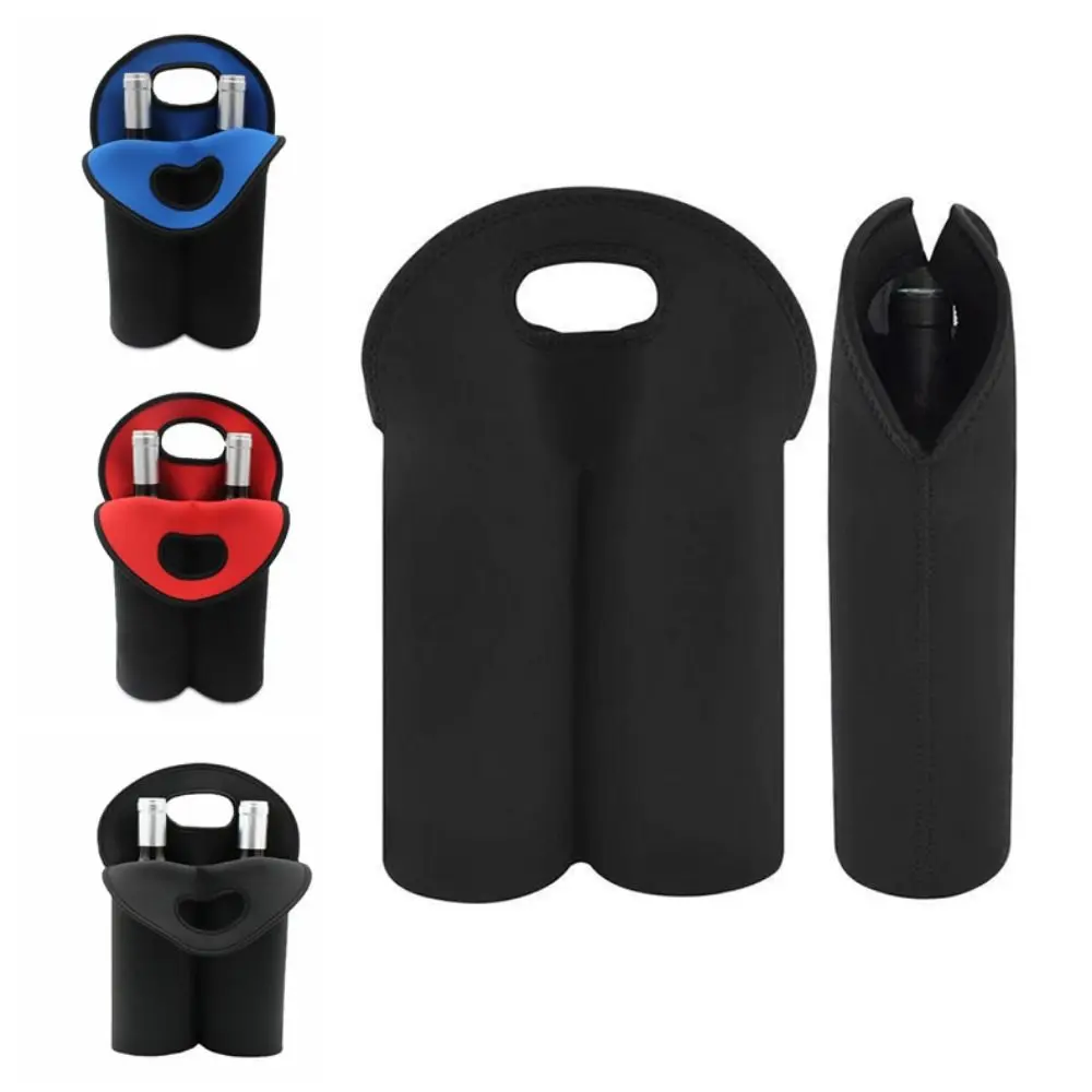 

Practical 2 Bottles Wine Cooler Bag Insulated Neoprene Water Bottle Cover with Handle Non-slip Can Carrier Tote Beach