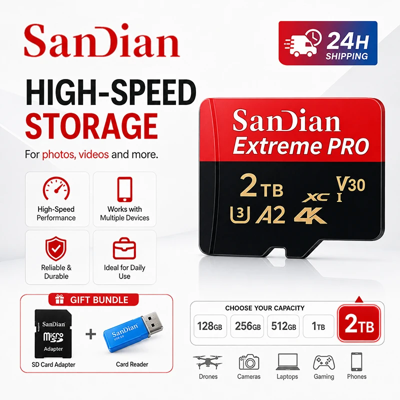 128GB Original Micro SD Card Class 10  TF Cards 512GB Fast Transfer Memory Card for Camera/Laptop/PC