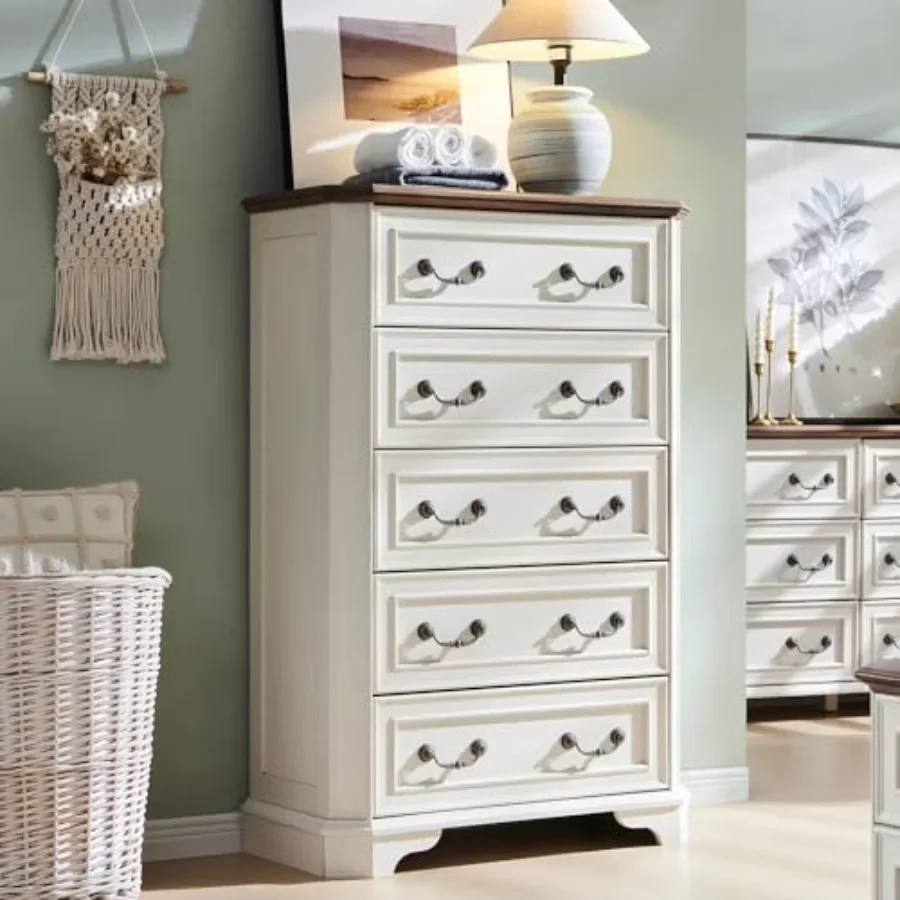 Farmhouse 5 Drawers Dresser for Bedroom, 48