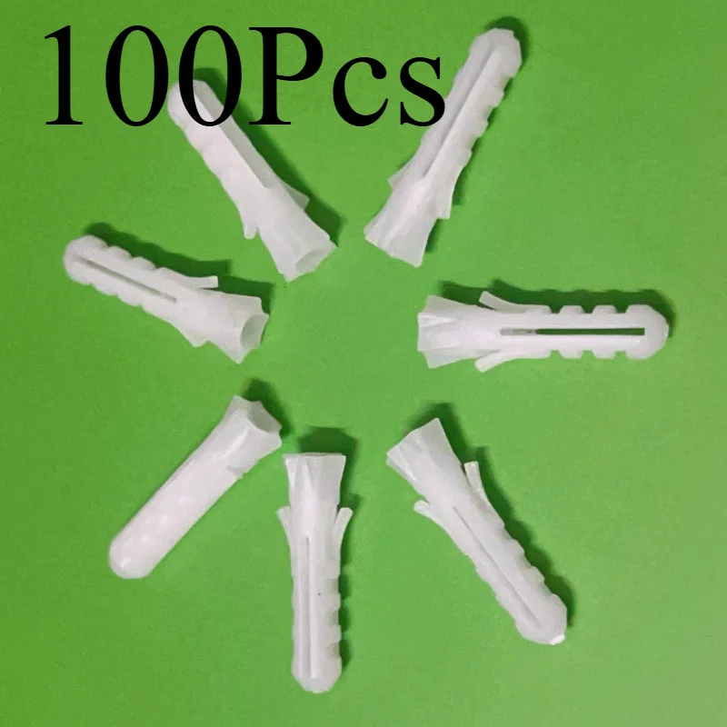 100Pcs 6x28mm Hexagonal Plastic Expansion Pipe Electrical Wall Plug Impact Resistant Expansion Pipe for Self-tapping Screw