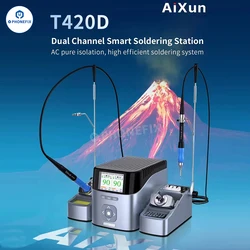 Recentemente JC AIXUN T420D Intelligent Double Station C245 C210 C115 punte di ferro per saldatura con manico di precisione per strumento di saldatura per riparazione PCB SMD