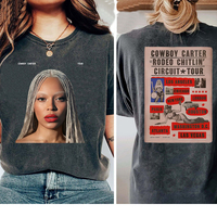 100% Cotton Tee Shirt Beyoncé Cowboy Carter Tour 2025 TShirts Classic Retro Men/women TShirt Vintage Oversize Mineral Wash Tops