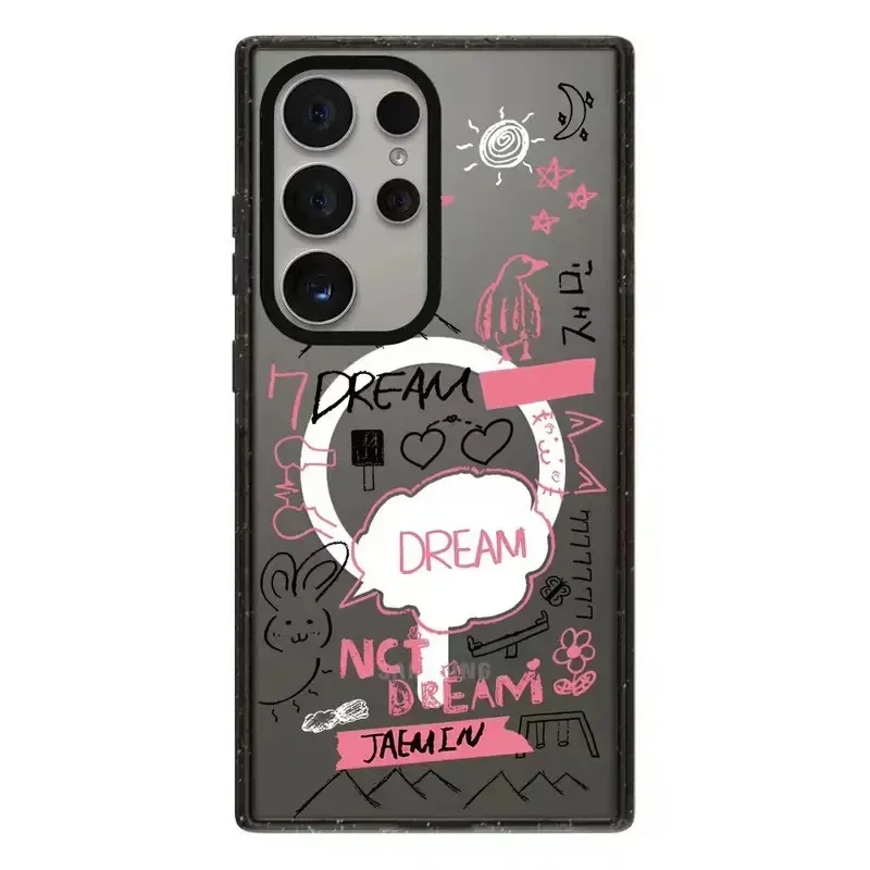 

Dream Graffiti Acrylic Black Border Case for Samsung Galaxy S22 S23 S24 Ultra S22+ S23+ S24 Plus Cover Protective Case