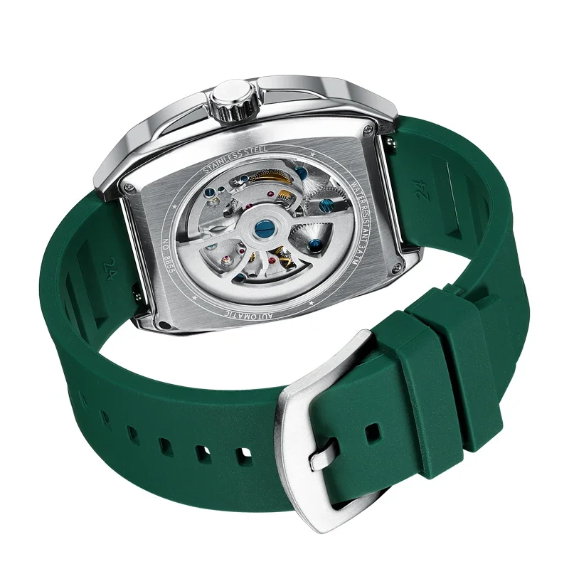 

Часы 8855 Black Steel с двойным турбийоном, скелетонизированный циферблат, автоматический механический наручный хронометр, абсолютно новые, прямоугольные, водонепроницаемые, спортивные часы.