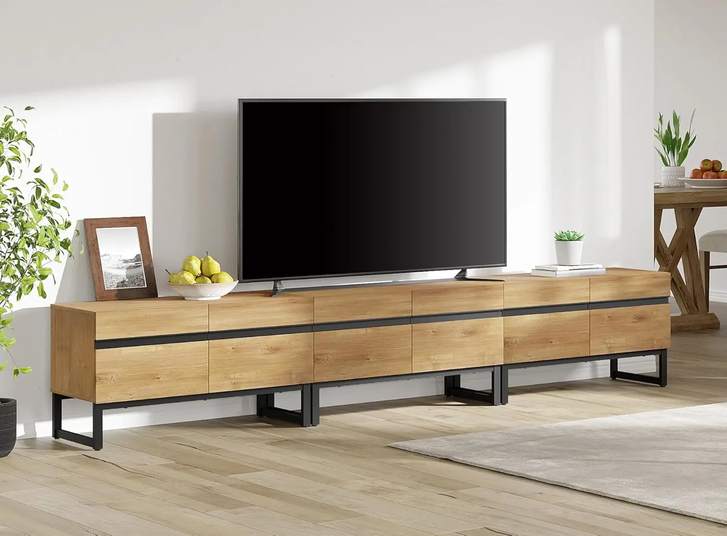 Modern TV Stand for TVs up to 110 inch, 3 in 1 Entertainment Center TV Console with Storage Cabinets and Metal Base,Media Cons