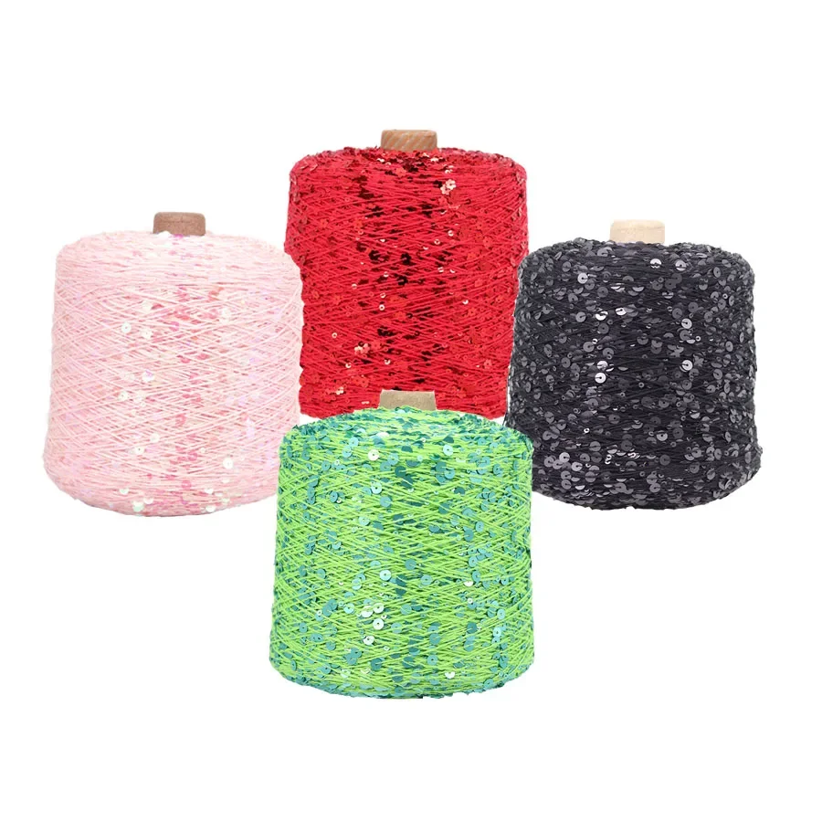 COOMAMUU Luxury Cotton пряжа с пайетками жа 500G/Bobbin ручная вязка 3 мм + 6 мм блестки аксессуары пряжа