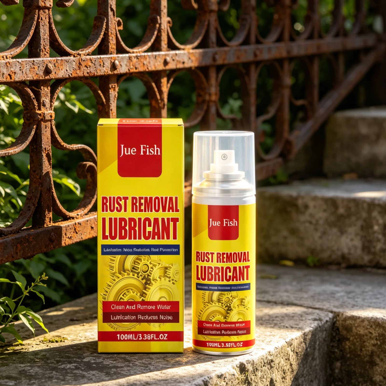 Jue Fish Rust Removal Lubricant Spray Reduce Friction Loss Long Lasting Protection Noise Reduction Efficient Metal Rust Remover