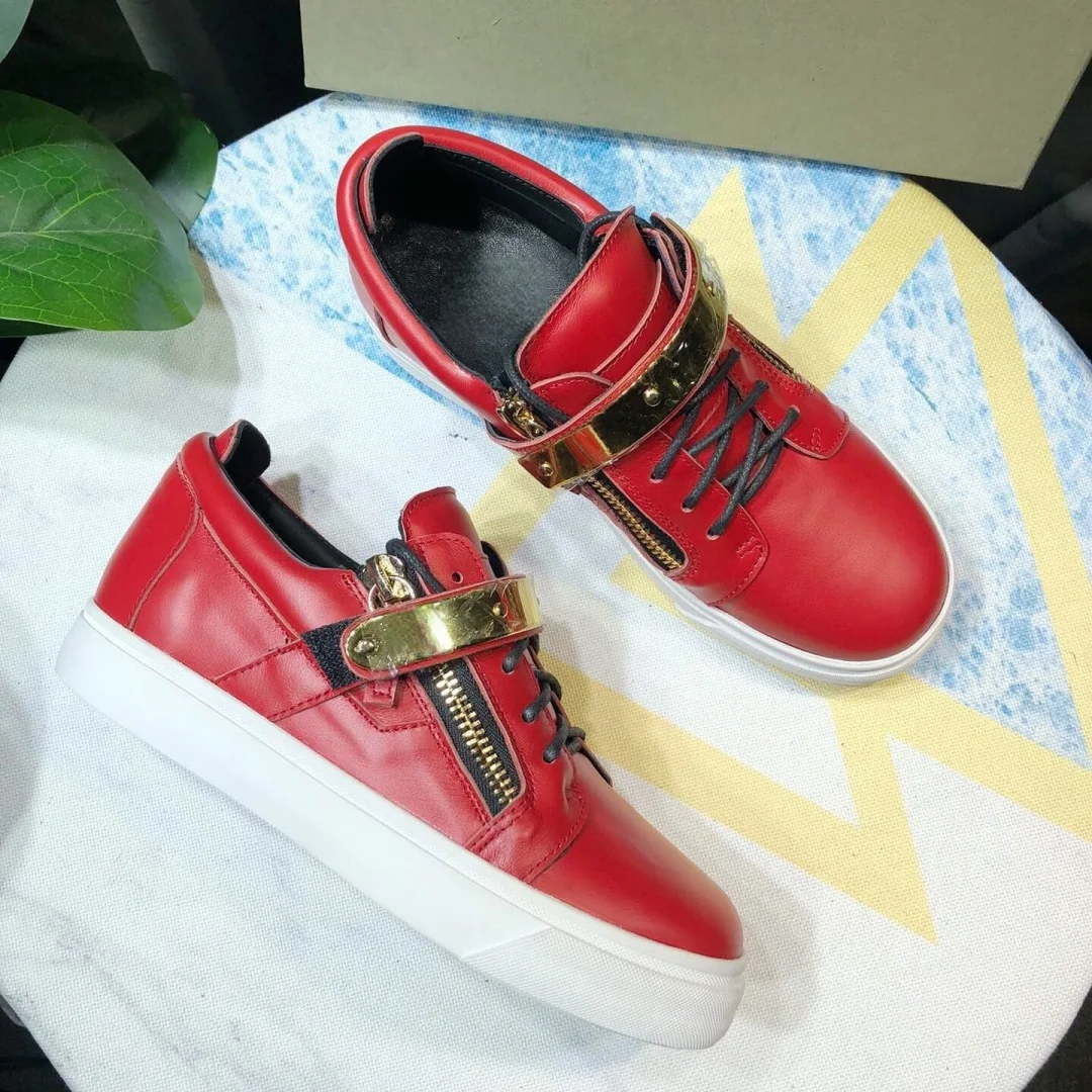 

Top Hight Quality Casual Sneakers For Men and Women Real Leather Brand Designer Unisex Tennis Shoes GZ Zipper Loafer Shoes G0981