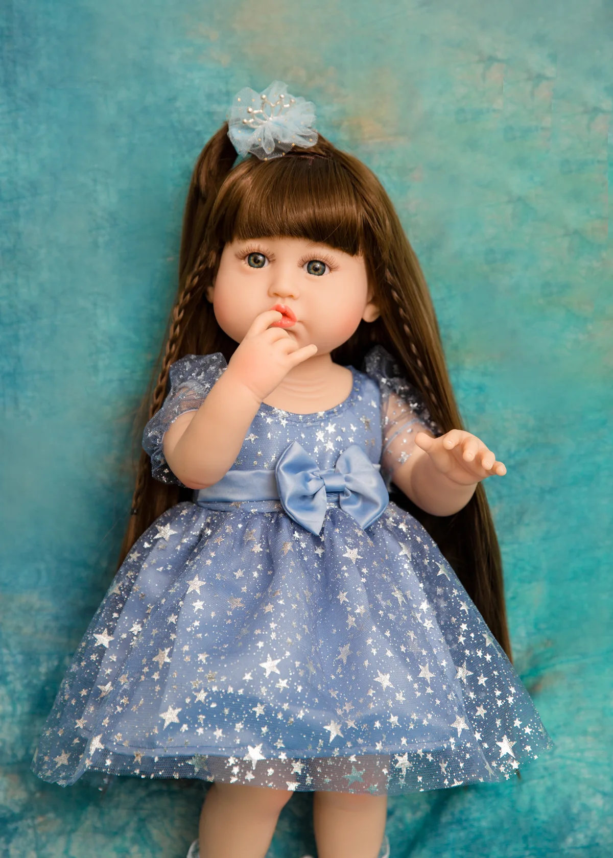 High Quality Reborn Baby Full Body Silicone With Long Hair 55 CM 22 Inch Lifelike Realistic Princess Toddler Bebe Birthday Gift