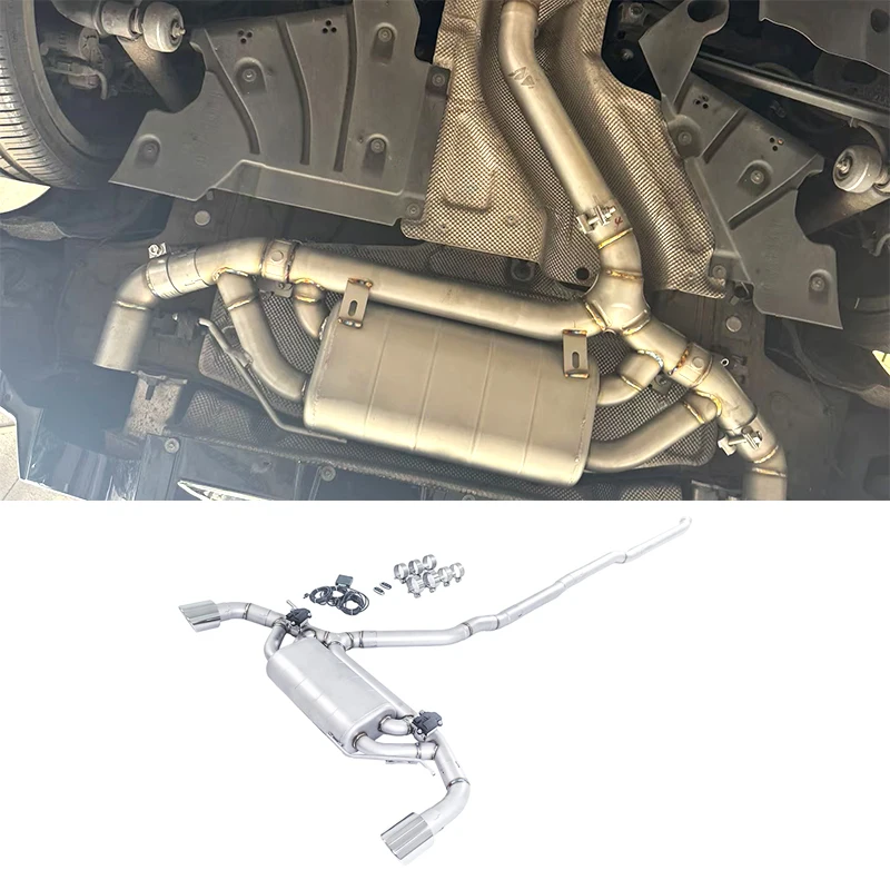 For 2019 BMW 118i F40 B38 1.5T catback M Sport exhaust system, with valve muffler, compatible with BMW M135i rear diffuser