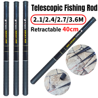 Telescopic Fishing Rod Fishing Rod Fiberglass Fishing Pole Ultralight 2.1/2.4/2.7/3.6M Retractable 40cm for Smaller Waters