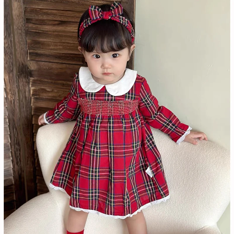 2025 New Sister Dress Christmas Toddler Baby Girls Clothes Christmas Sister Matching Xmas Bodysuit Dress Outfits Red Plaids Sets view 5