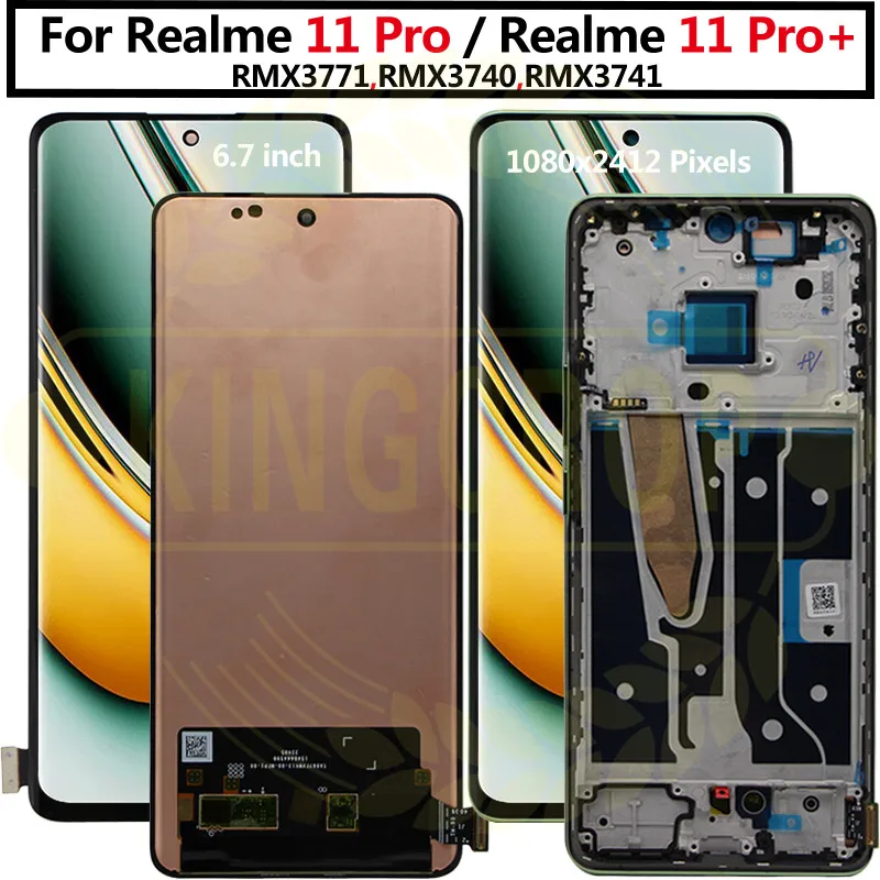 AMOLED Original For Realme 11 Pro Plus 11 Pro+ LCD RMX3740, RMX3741 Display Touch Screen Digitizer For Realme 11 Pro LCD RMX3771