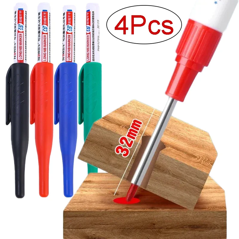 

Deep Hole Marker Pens Waterproof Long Nib Mechanical Carpentry Maker for Bathroom Woodworking Construction Marking Tools