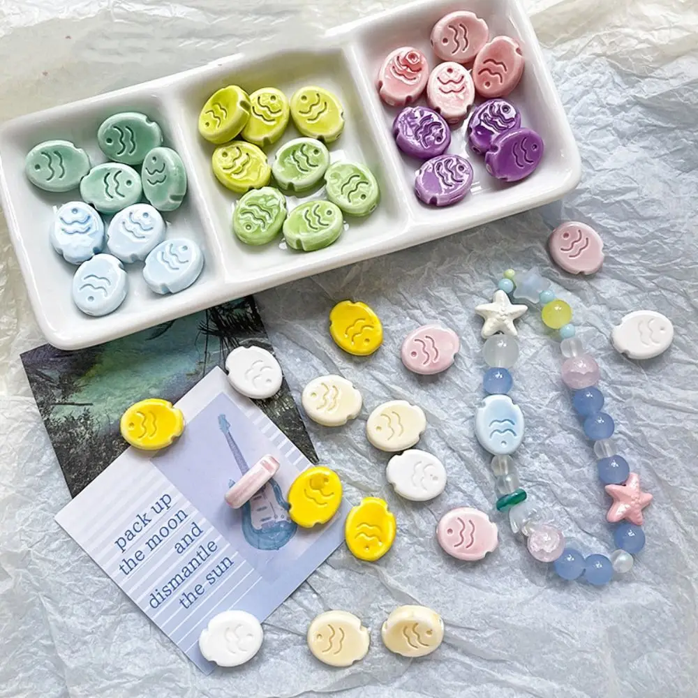 10 Stück Fischform Taiyaki Keramikperlen Handarbeit Keramik Spacer Lose Perlen Halskette Ohrringe Cartoon Design