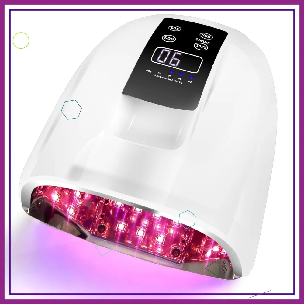 

90W Professional Wireless UV LED Nail Lamp with 45 Beads, 4 Timer Settings and LCD Display for Gel Nail Curing (White)