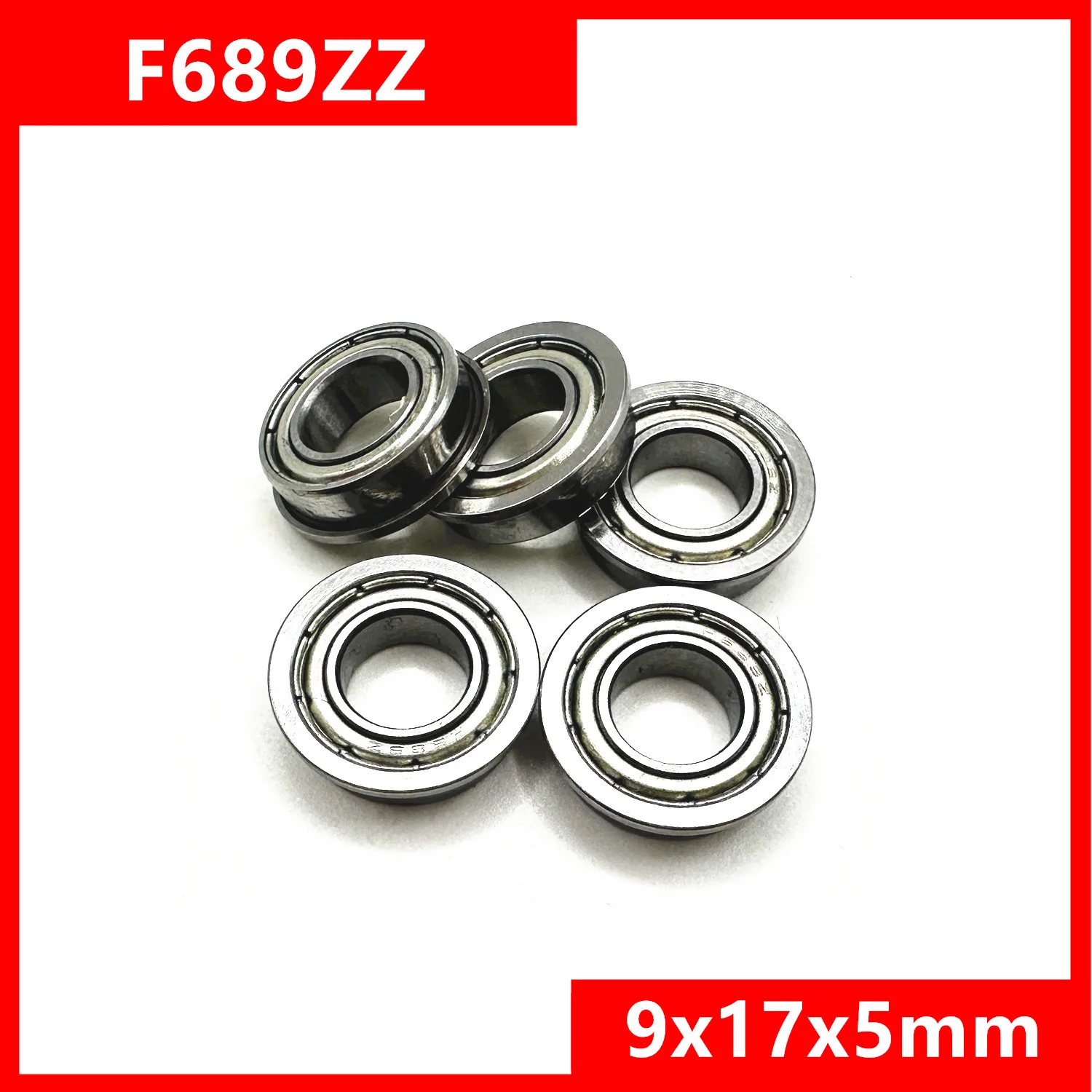 10Pcs F689ZZ Size 9×17×5mm Shielded Flanged Cup Bearing Flanged Deep Groove Ball Bearing with Shoulder Suitable for Miniature