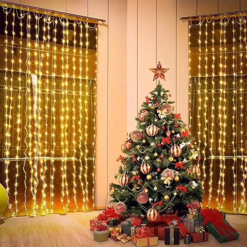LED Curtain String Lights USB Plug-in Holiday Lighting Fairy Light Window New Year Garland Christmas Wedding Party Decoration