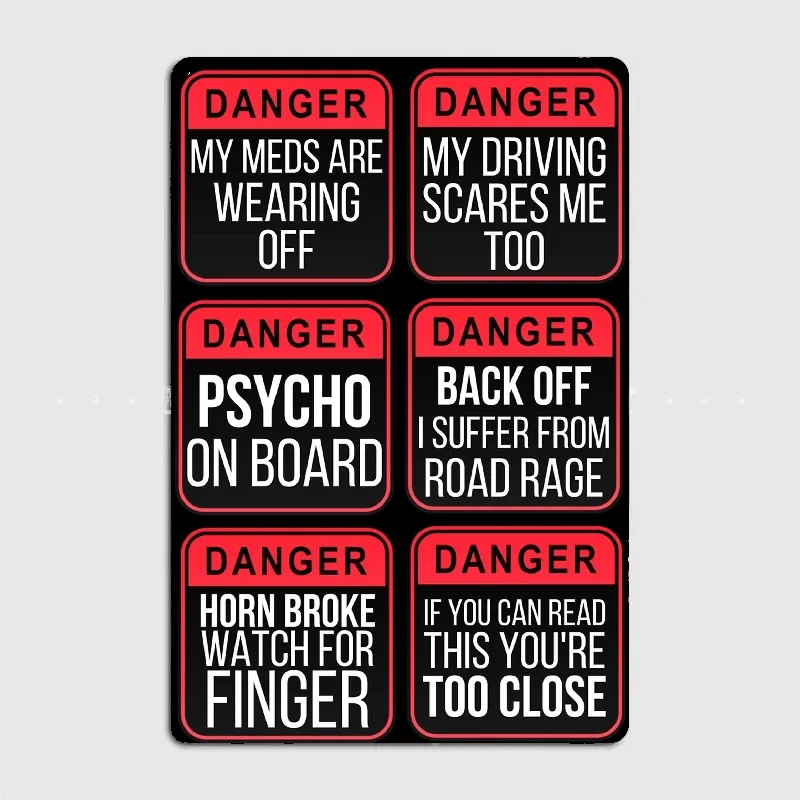 

Red Danger Road Rage Sticker Pack Metal Tin Sign Truck Indoor and Outdoor Home Bar Coffee Kitchen Wall Decoration
