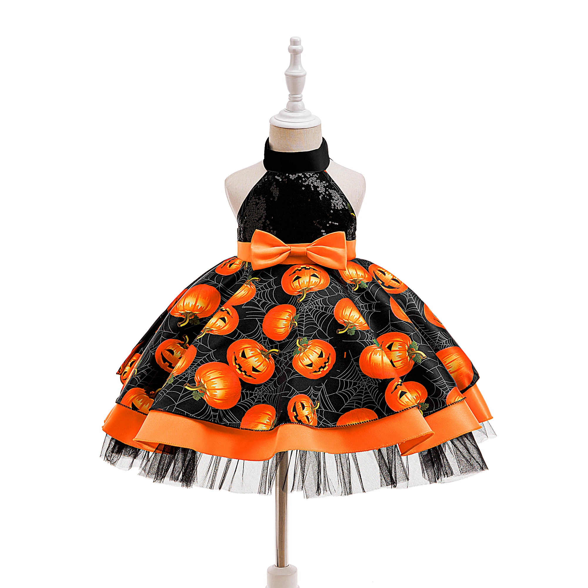 (Only Dress) Halloween children's mesh dress girl's ghost witch tutu dress girl's dress dress
