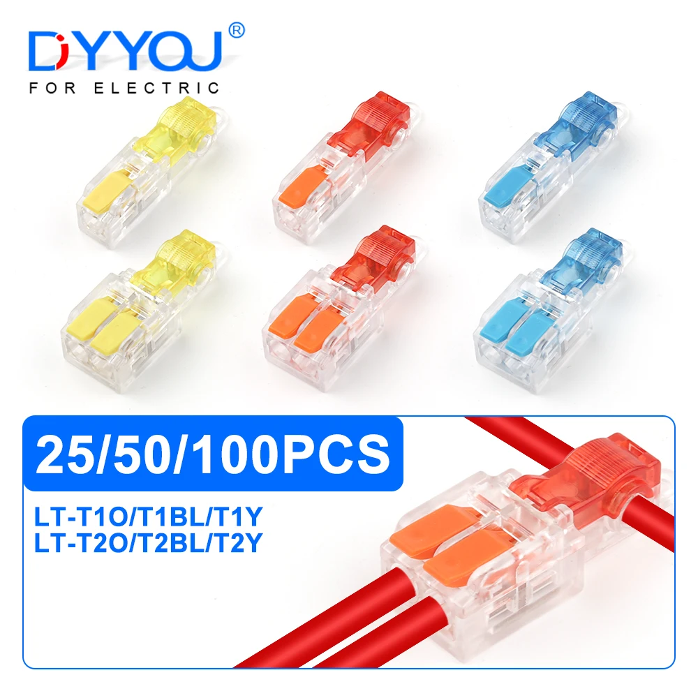 

25/50/100PCS T-Type Stripping Free Wiring Connector With Fixing Hole Push-in Branch Quick Crimp Terminal Splice Junction box 32A