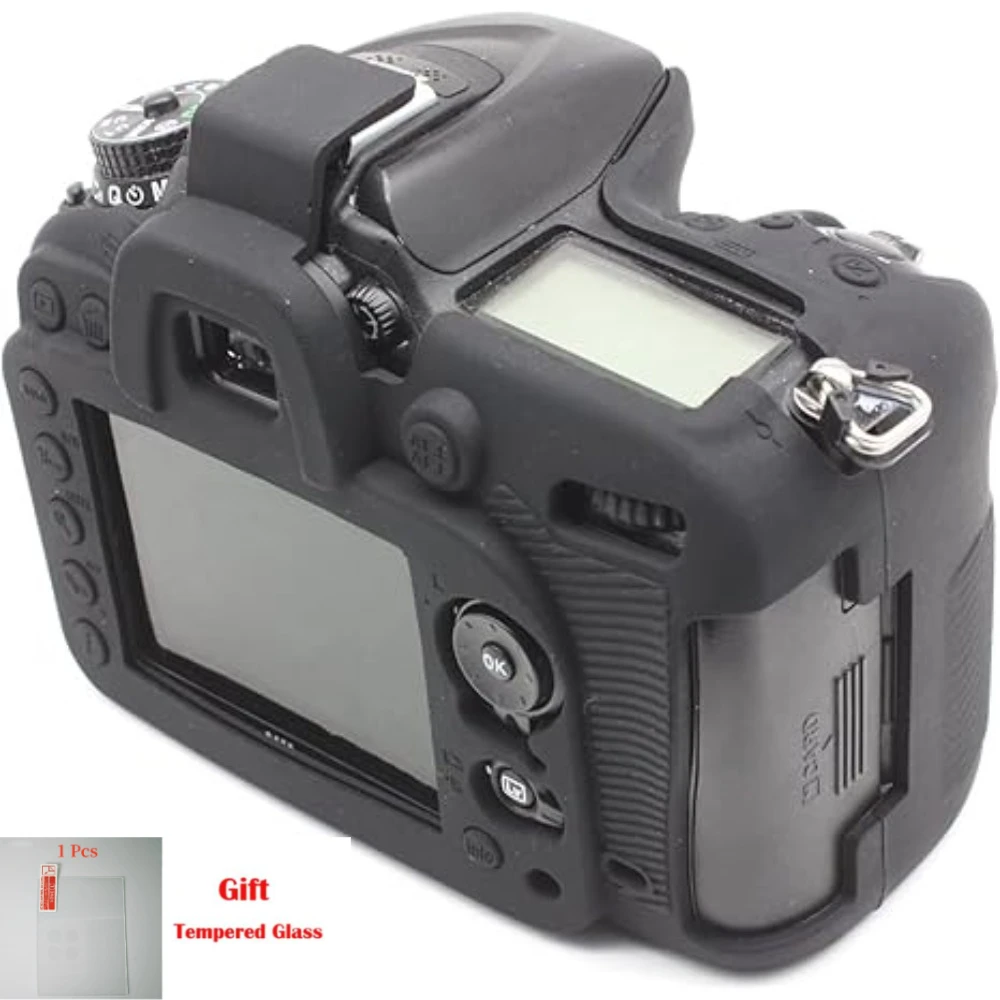 

Silicone Armor Skin Case Body Cover ， For Nikon D7200 D7100 Camera photography soft protective case + free tempered film