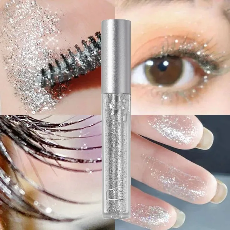 다이아몬드 글리터링 마스카라, 스팽글 스타 글리터링 실버 화이트 마스카라, 홀리데이 메이크업 만들기