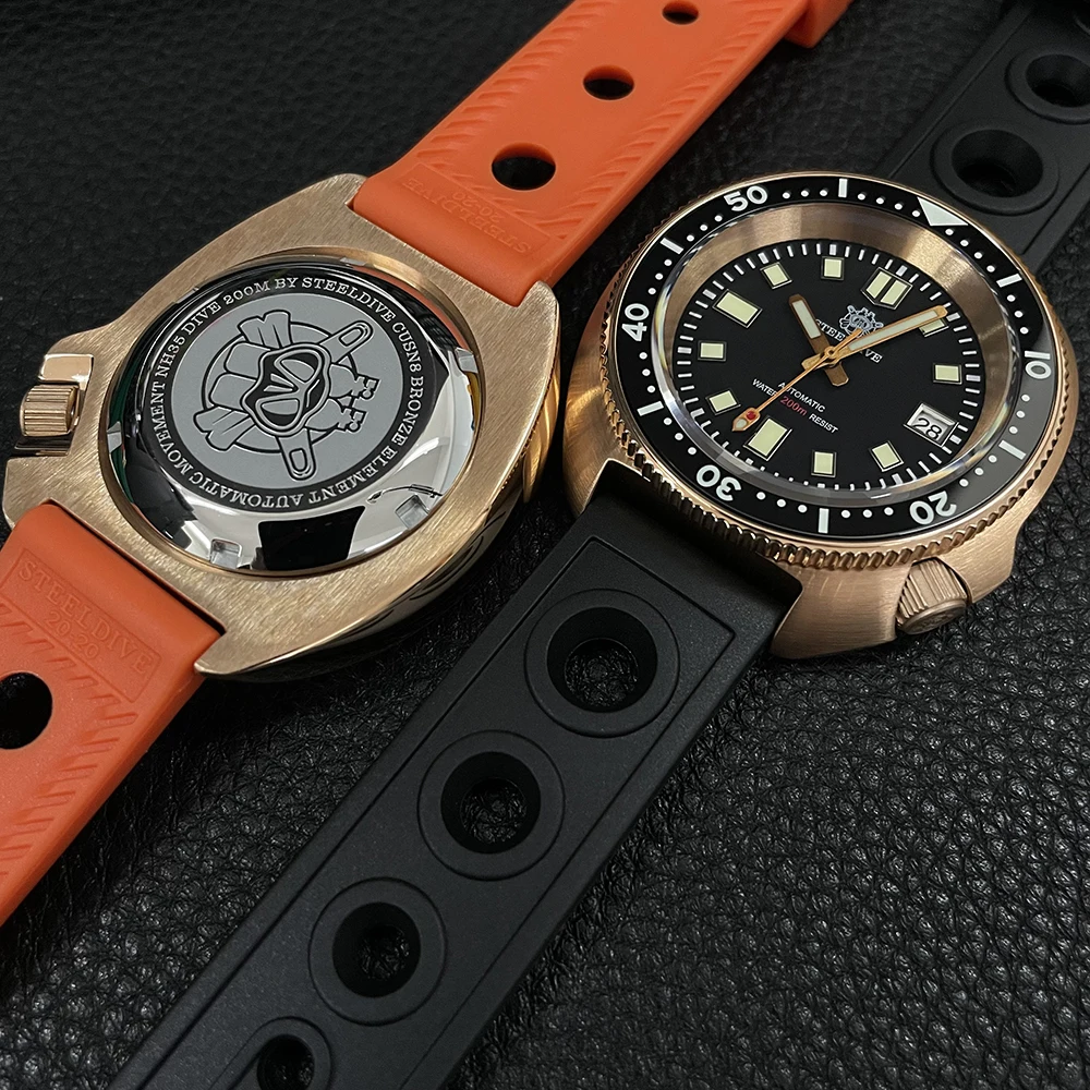 STEELDIVE SD1970S V2 Luxury Bronze Dive Watch Sapphire Mirror Swiss Luminous NH35 Movement 200M Waterproof Mechanical Abalone