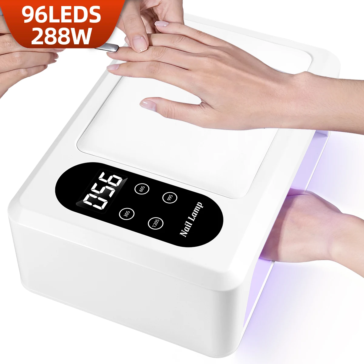 Lampada per unghie a LED UV 96 LED per asciugare le unghie Smalto per unghie 288W Lampada professionale per asciugare il gel per manicure con strumenti per unghie con sensore automatico