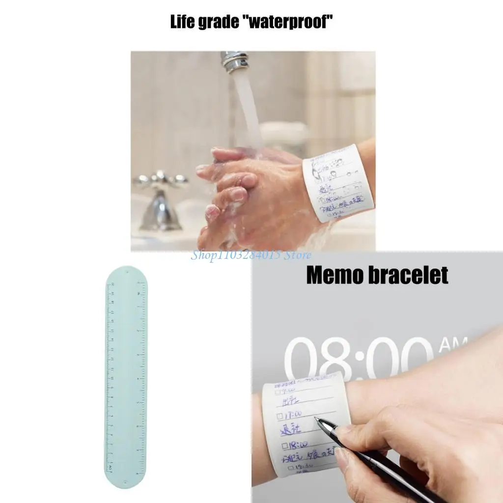 

R6FF Wearable Nurse Notepad with Ruler Scale Slap Bracelets Silicone Memo Wrist Band Reminder Bracelet
