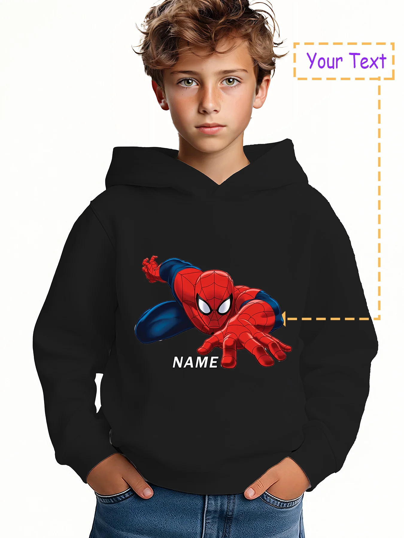 

MINISO Classic Spider-Man Attack Children's Hoodie - Classic Spider-Man climbing design, perfect for school and casual wear