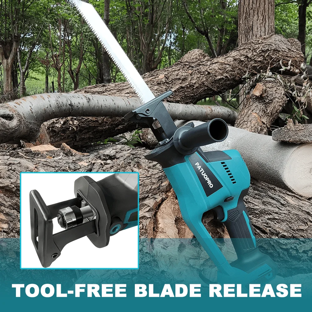 Brushless Reciprocating Saw Cordless Handheld Electric Saw Metal Wood Pipe Cutting Power Tool Fit Makita 18V Battery(No Battery)