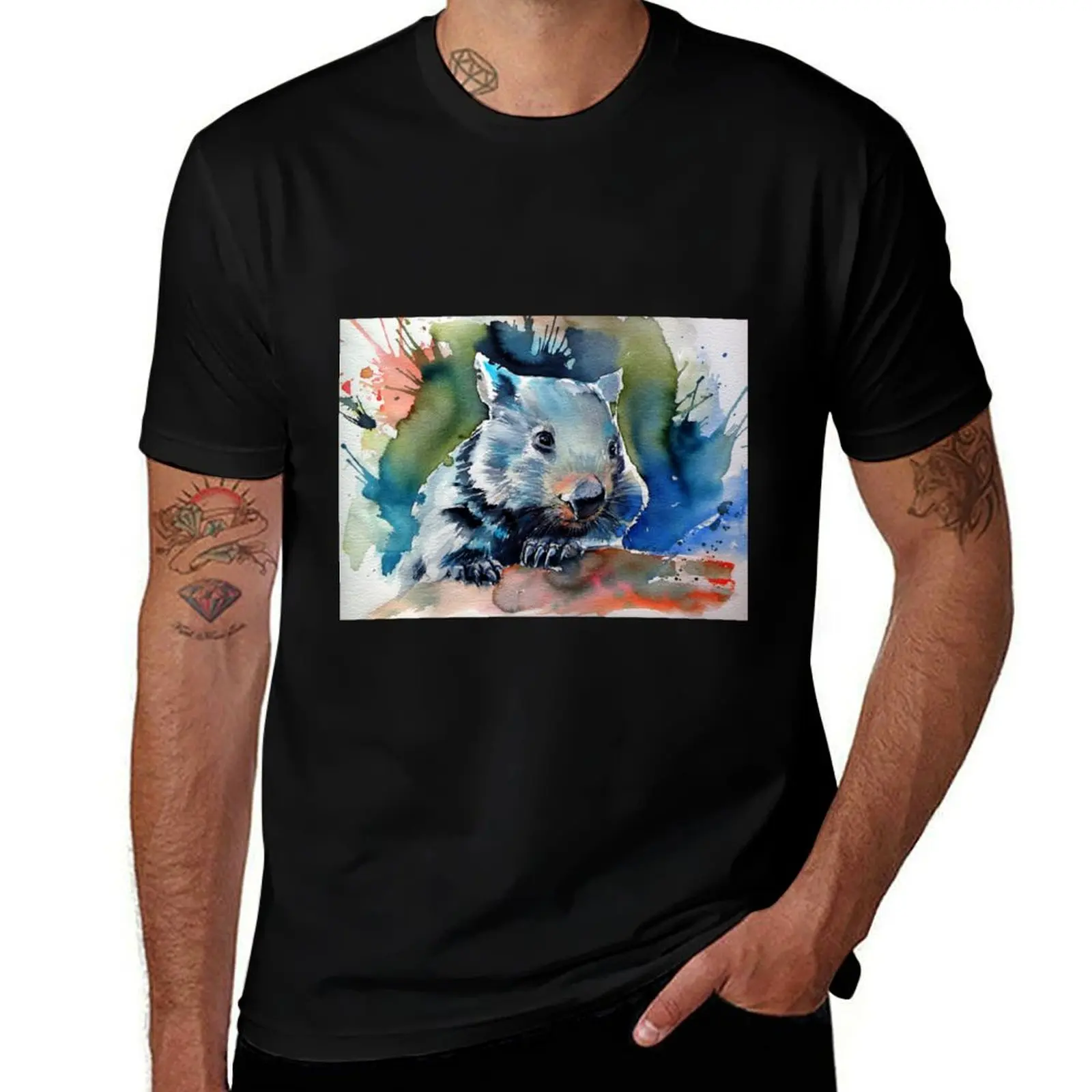 Wombat V T-Shirt kawaii clothes vintage graphic tee plus size men clothing