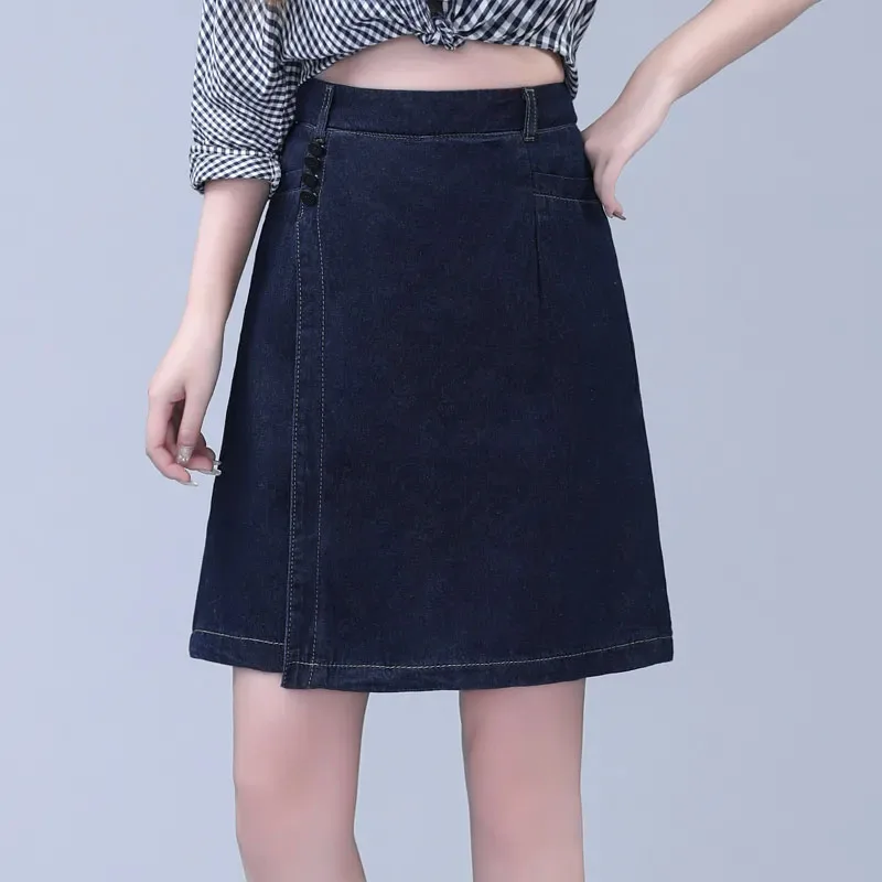 Women's High Waist Denim Shorts, Thin Skirt, Loose Look, Female Fashion, Wide Leg, Five Cents Pants, Summer, New, 2024