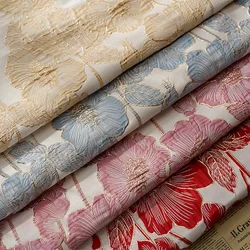 Large Flower Embossed Gold Silk Yarn Dyed Jacquard Fabric Stiff Retro Fashion Dress Sewing Fabric