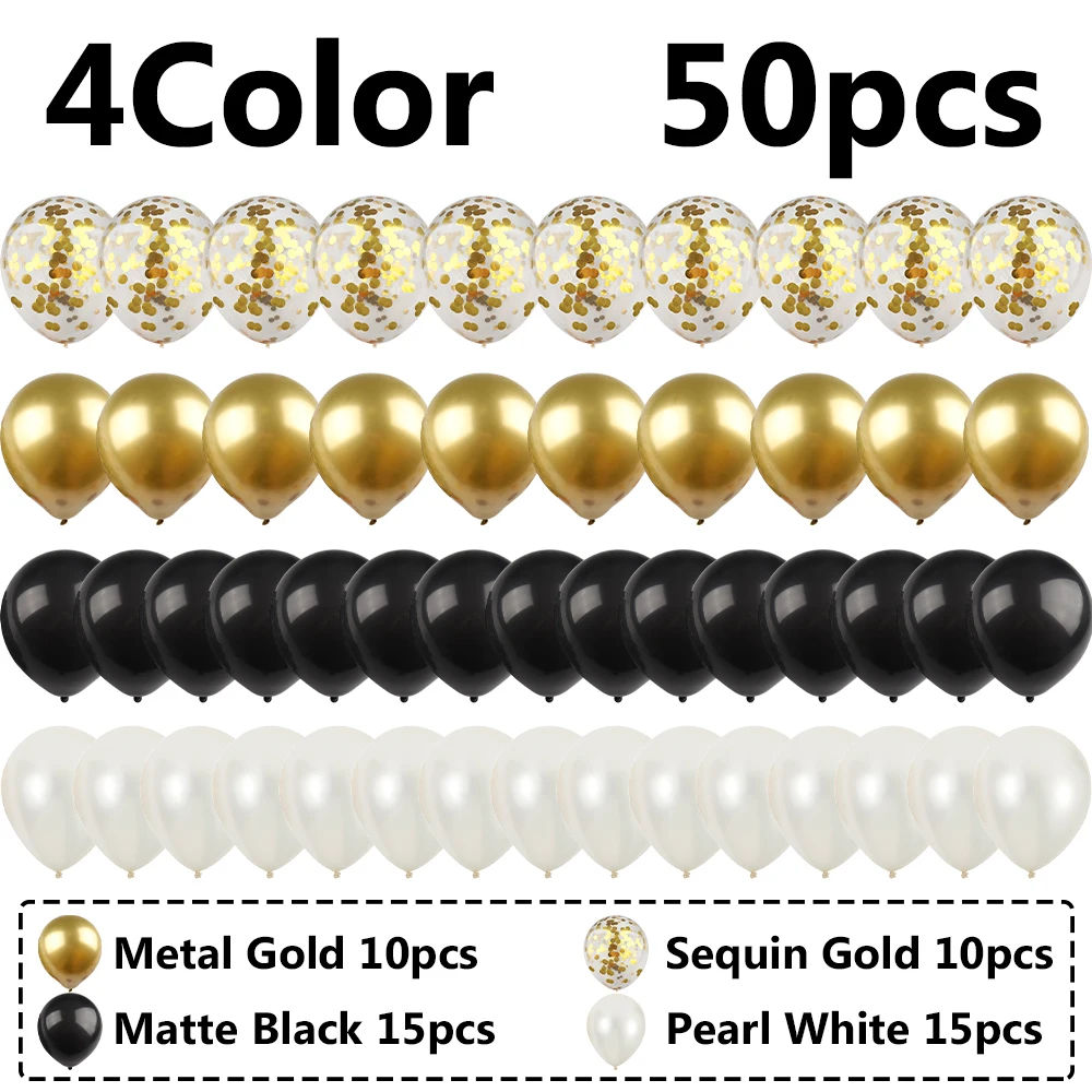 50Pcs/Set Metal Latex Balloon 12inch Mix Gold Blue Confetti Ballon Wedding Birthday Decoration Globos Baby Shower Party Supplies