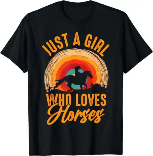 Camiseta negra Just A Girl Who Loves Horses, 3X-Large