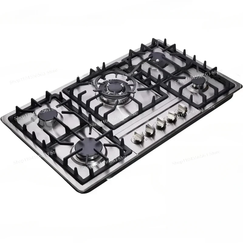34 Inch Cooktop Stainless Steel Built-In 5 Burners Stovetop LPG/NG Convertible Gas Stove Top Dual Fuel