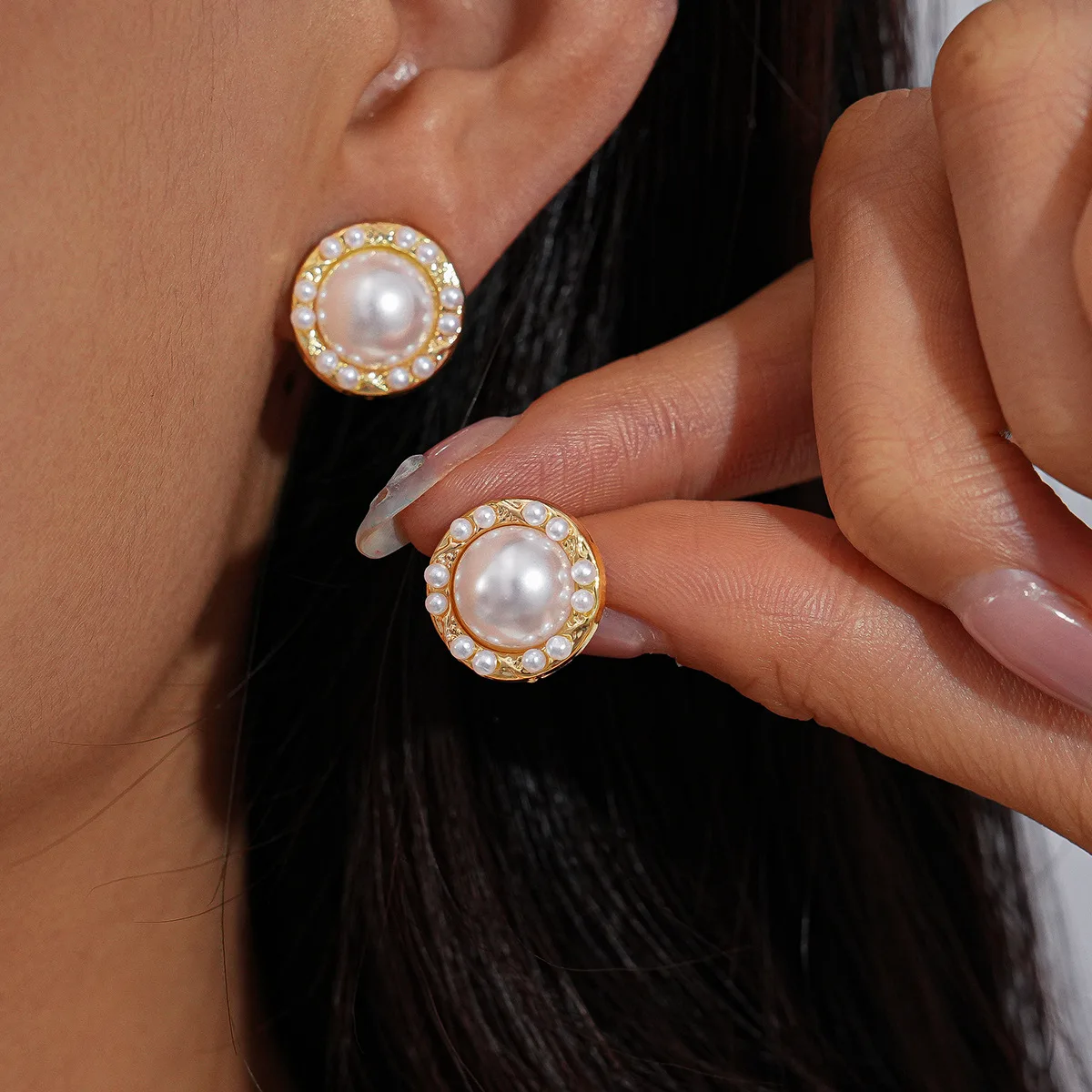 12 pezzi carino rotondo quadrato imitazione perla orecchini piccoli orecchini a bottone francesi semplici in metallo per le donne set di gioielli fantasia quotidiana