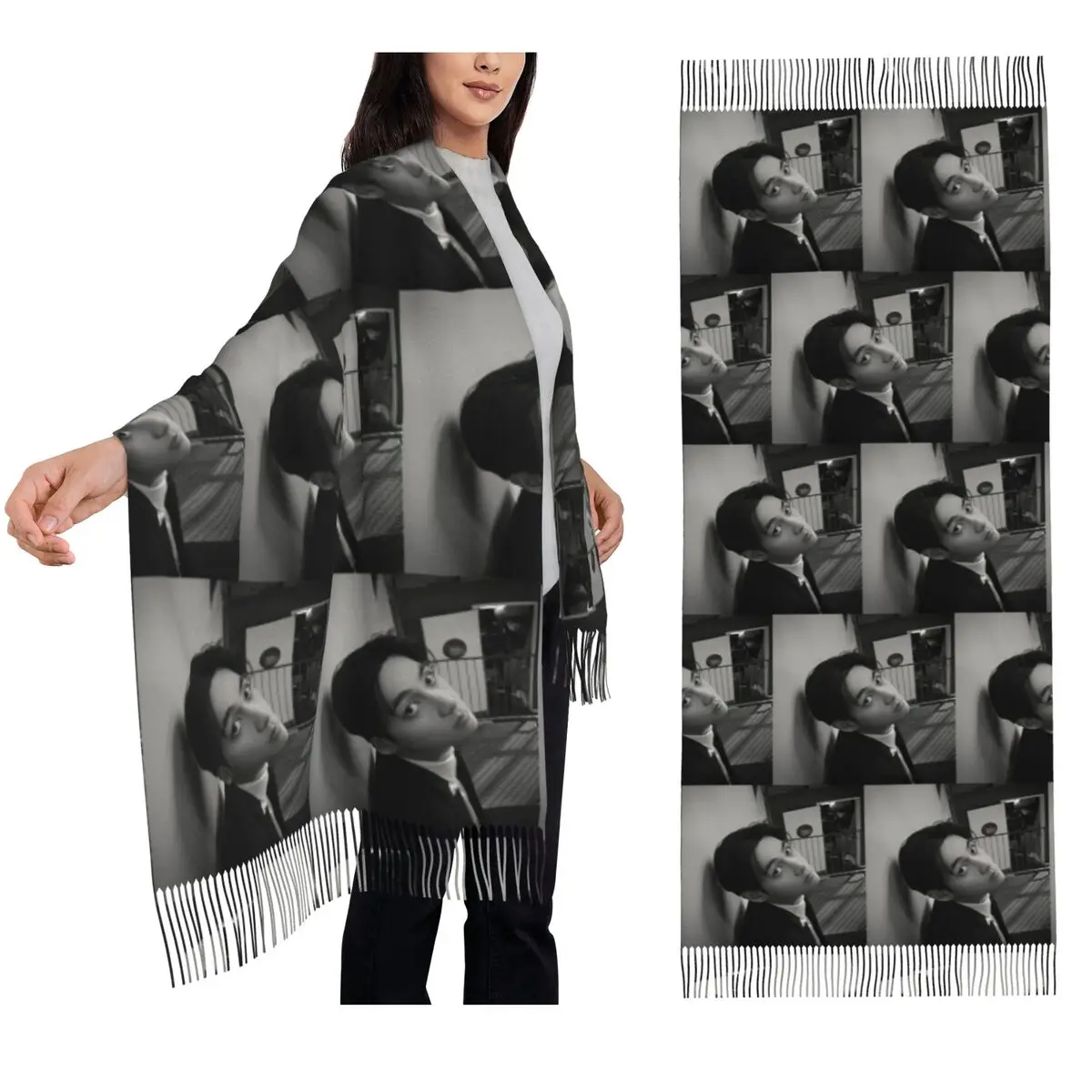 

Taehyung V Fri(end)s 2024 New Song Kpop Singer Scarf Tassel Scarves for Women Shawls and Wraps Large Fall Winter Shawl Wrap