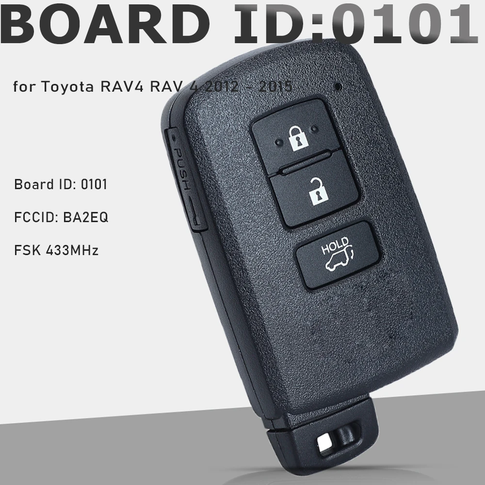 KEYECU Board ID 0101, MDL BA2EQ Smart Prox Remote Key Fob 3 Tasten FSK 433 MHz/434 MHz für Toyota RAV4 RAV 4 2012 2013 2014 2015