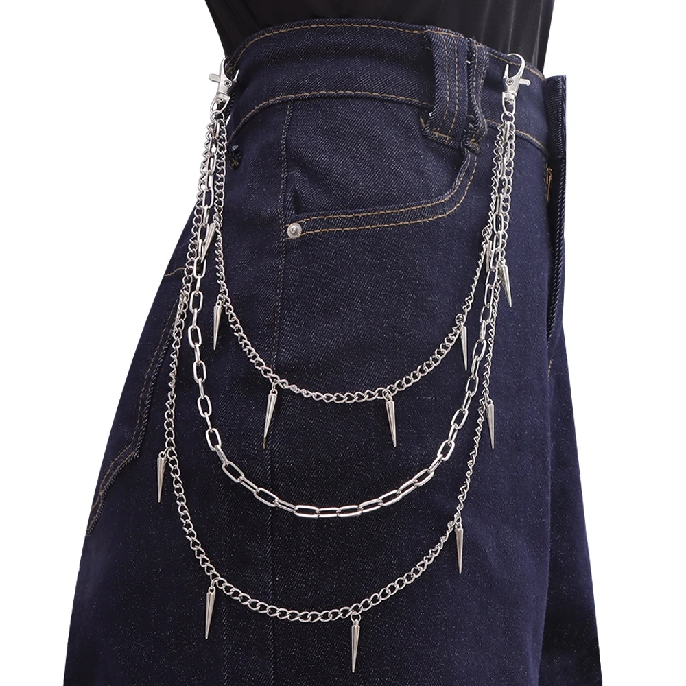 Vintage Long Metal Rock punk Trousers Hipster Pants chain Jean chain Keychain Ring Clip Tassel Keychains Man Women Accessory