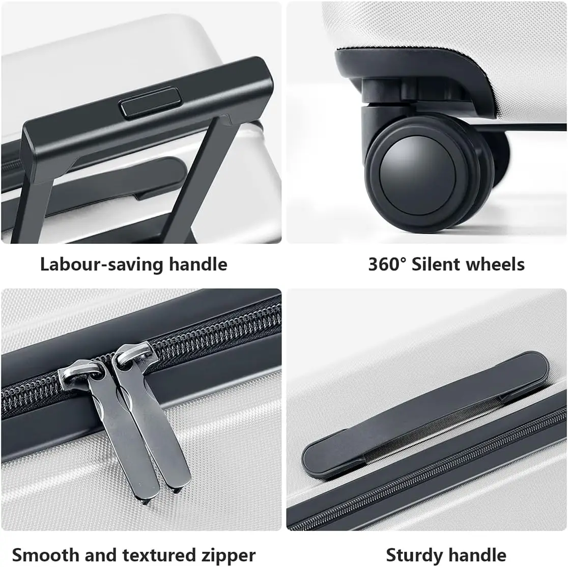 Carry On Mala De Bagagem com Compartimento De Bolso, ABS e Rodas PC Spinner, Branco Tsa Lock, 2 "Mala