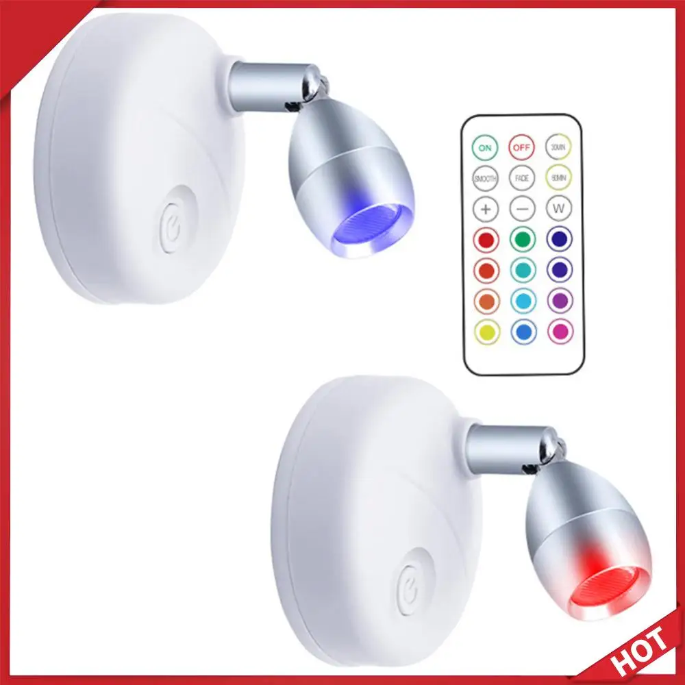 13 Colours LED Wall Mounted Light Battery Operated RGB Cabinet Light Angle Adjustable for Bedroom Bedside for Living Room Closet