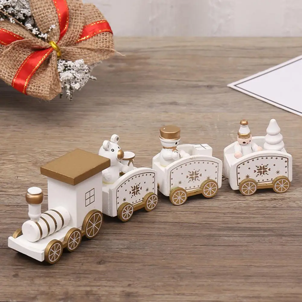 Beautiful Christmas Train Charming Bright Color Four-section Christmas Train Snowflakes Patterned Ornaments Decors