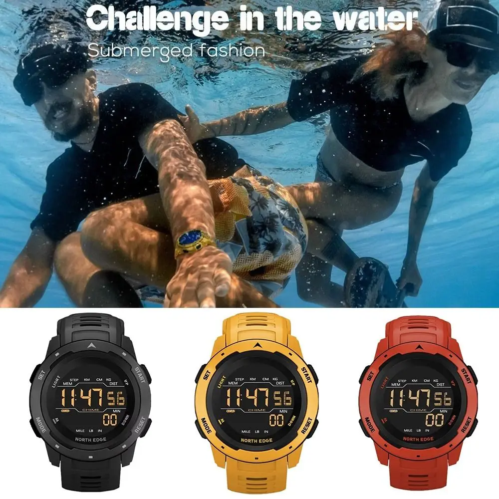 

Waterproof 50m Smart Watch Shock Resistant Dual Time Sports Watch Rubber Strap Digital Alarm Electronic Watch Men's Use